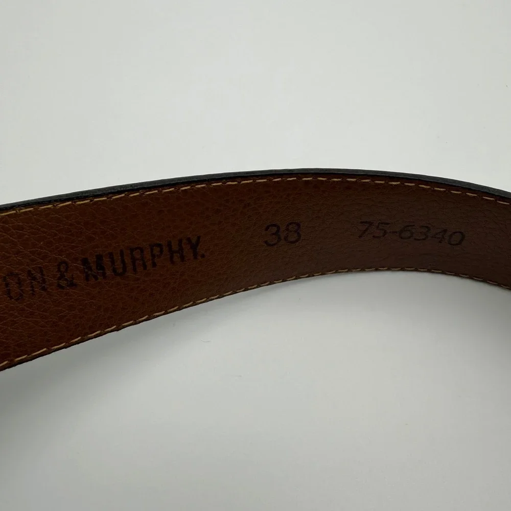 Johnston & Murphy Mens Brown Leather Dress Belt 38 Made in USA 75-6340